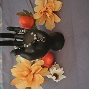 NWOT Black Ribbon Charm Stretch Bracelet.  1059. 1060